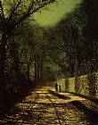 Wall Canvas Paintings - Tree Shadows on the Park Wall Roundhay Park Leeds